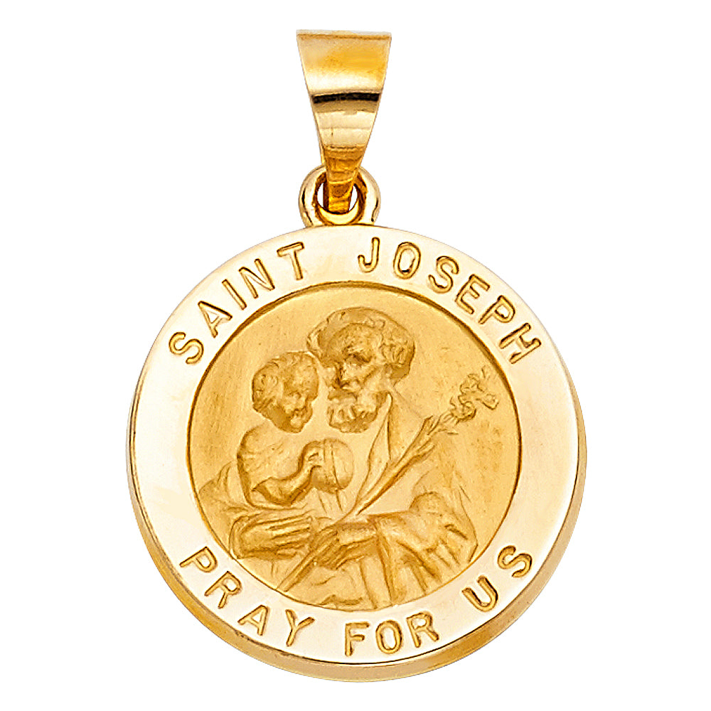14k Yellow Gold Small/Mini Saint Joseph Charm Pendant (19mm x 19mm)