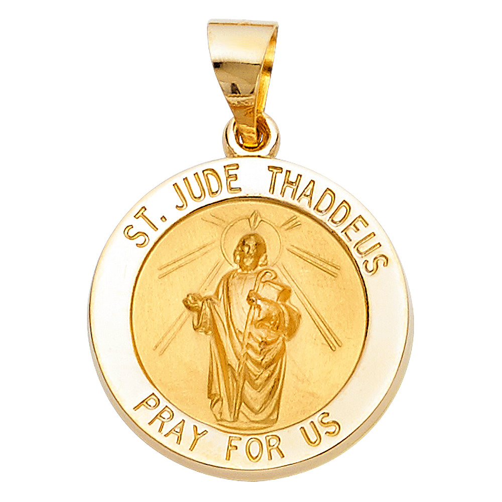 14k Yellow Gold Small/Mini Saint Jude Thaddeus Charm Pendant (19mm x 19mm)