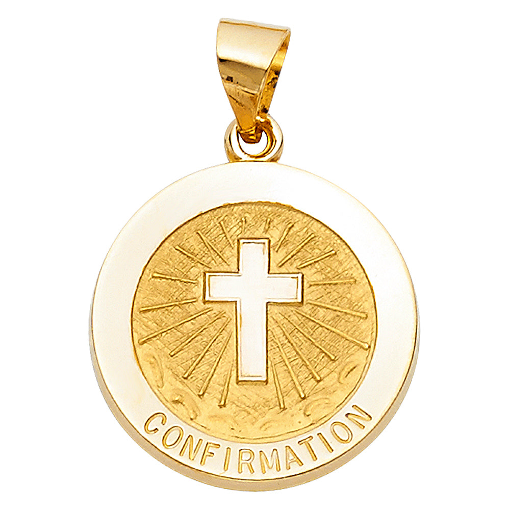 14k Yellow Gold Small/Mini Confirmation Charm Pendant (19mm x 19mm)