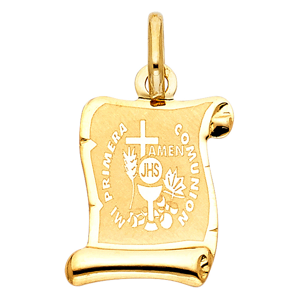 14k Yellow Gold Small/Mini Communion Charm Pendant (18mm x 15mm)