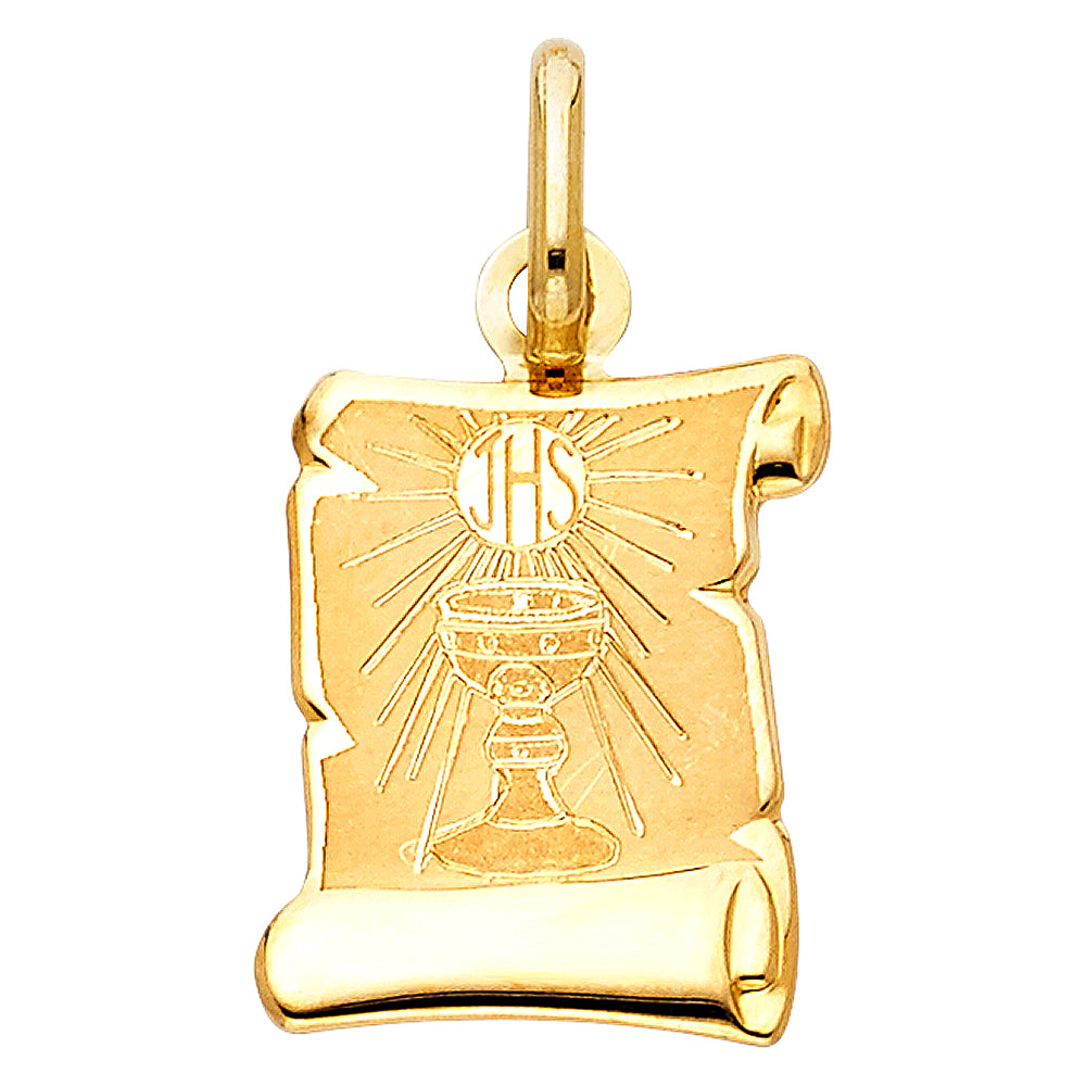 14k Yellow Gold Small/Mini Communion Charm Pendant (18mm x 14mm)