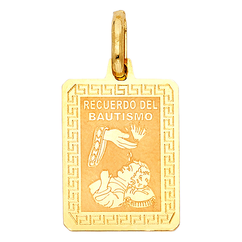 14k Yellow Gold Small/Mini Baptism Charm Pendant (18mm x 14mm)