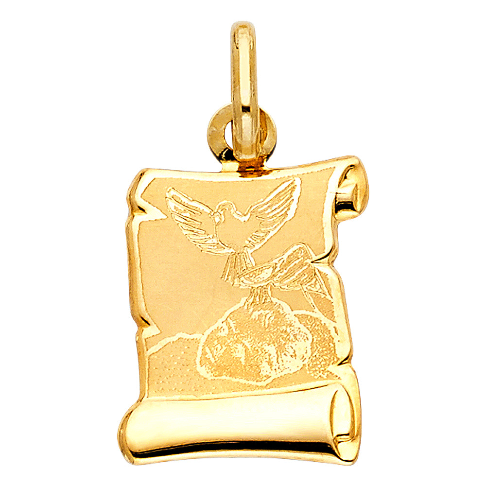 14k Yellow Gold Small/Mini Baptism Charm Pendant (18mm x 14mm)