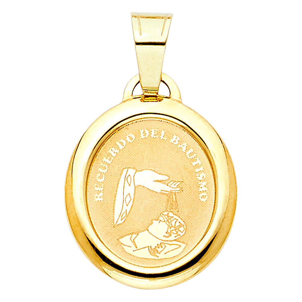 14k Yellow Gold Small/Mini Baptism Charm Pendant (17mm x 11mm)