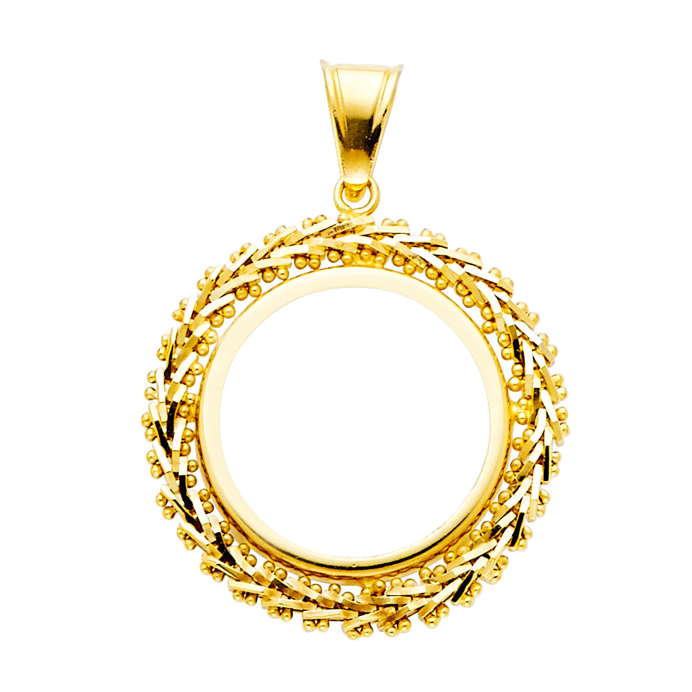 14k Yellow Gold 2.5 Pesos Bola Charm Pendant (30mm x 22mm)