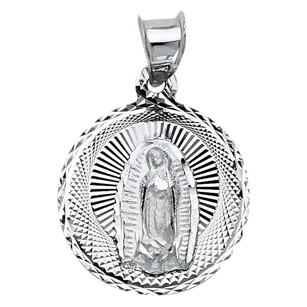 14k White Gold Our Lady Of Guadalupe Charm Pendant (16mm x 16mm)