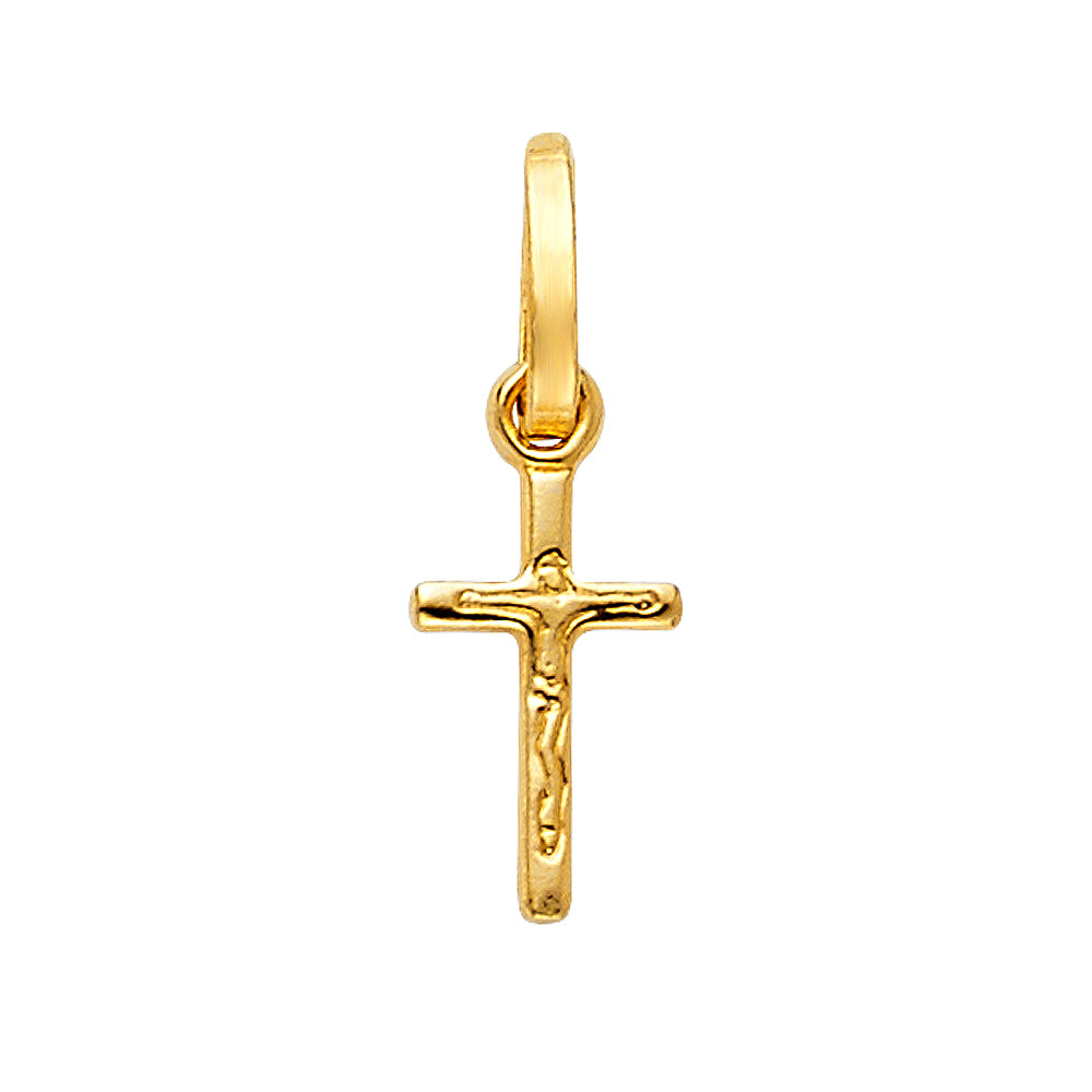14k Yellow Gold MINI Religious Crucifix Cross (13 x 8mm)