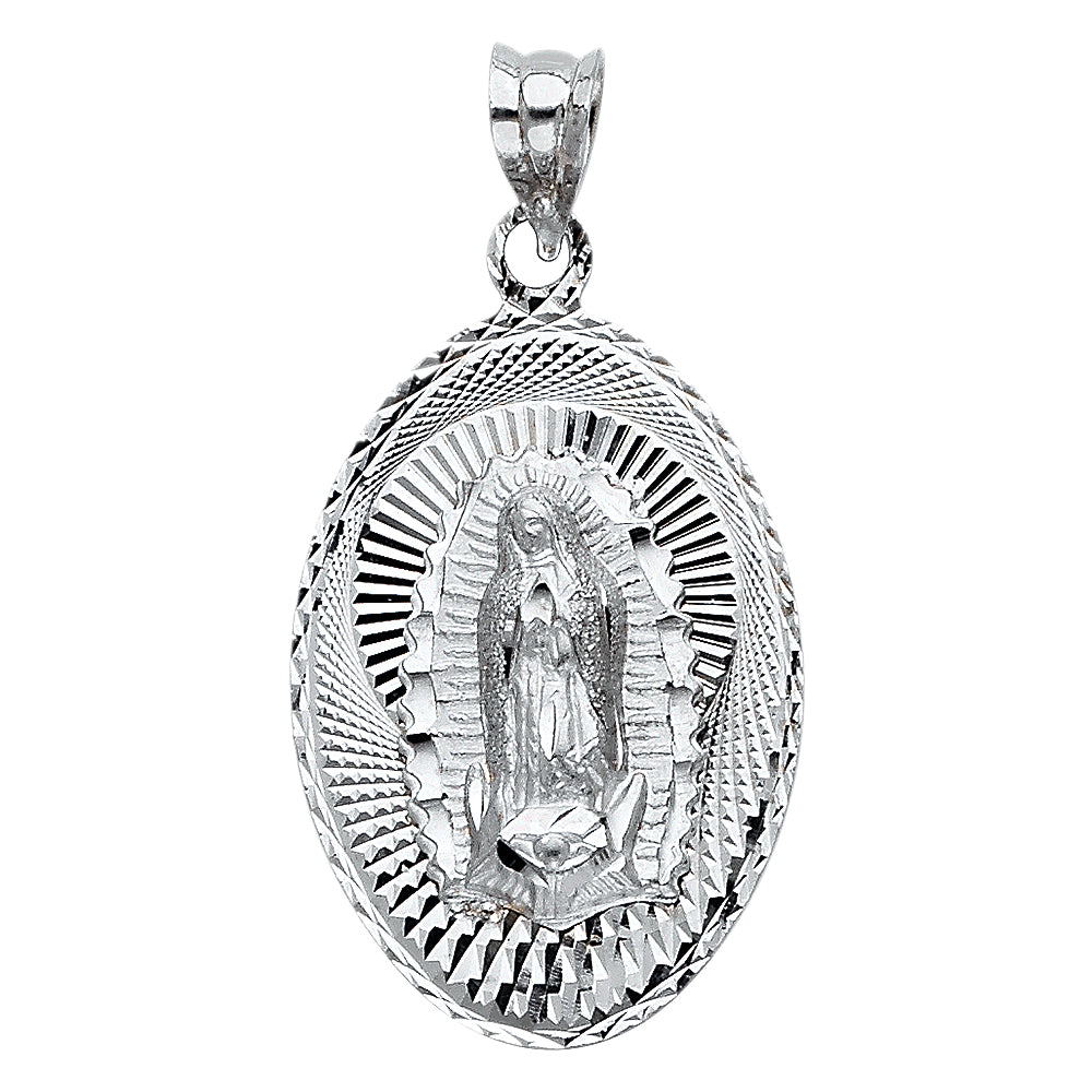 14k White Gold Our Lady Of Guadalupe Charm Pendant (25mm x 17mm)