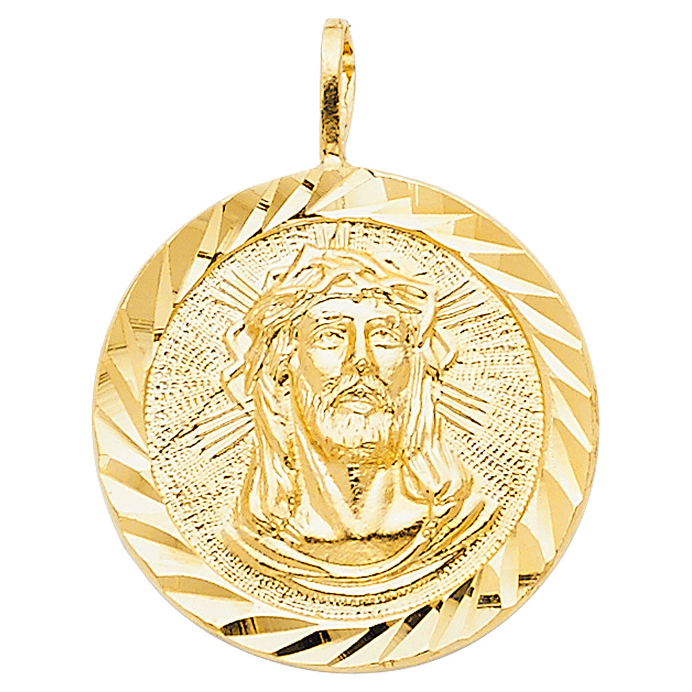 14k Yellow Gold Jesus Christ Stamp Charm Pendant (20mm x 20mm)