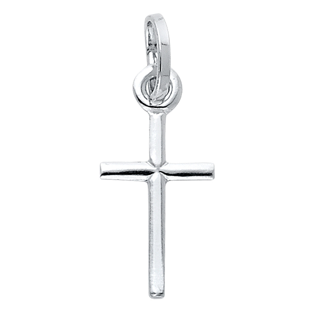 14k White Gold Small/Mini Religious Solid Latin Cross (10 X 25mm)