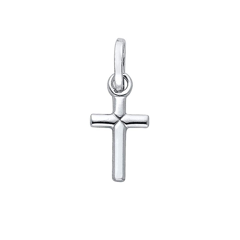 14k White Gold Small/Mini Religious Solid Latin Cross (8 X 20mm)