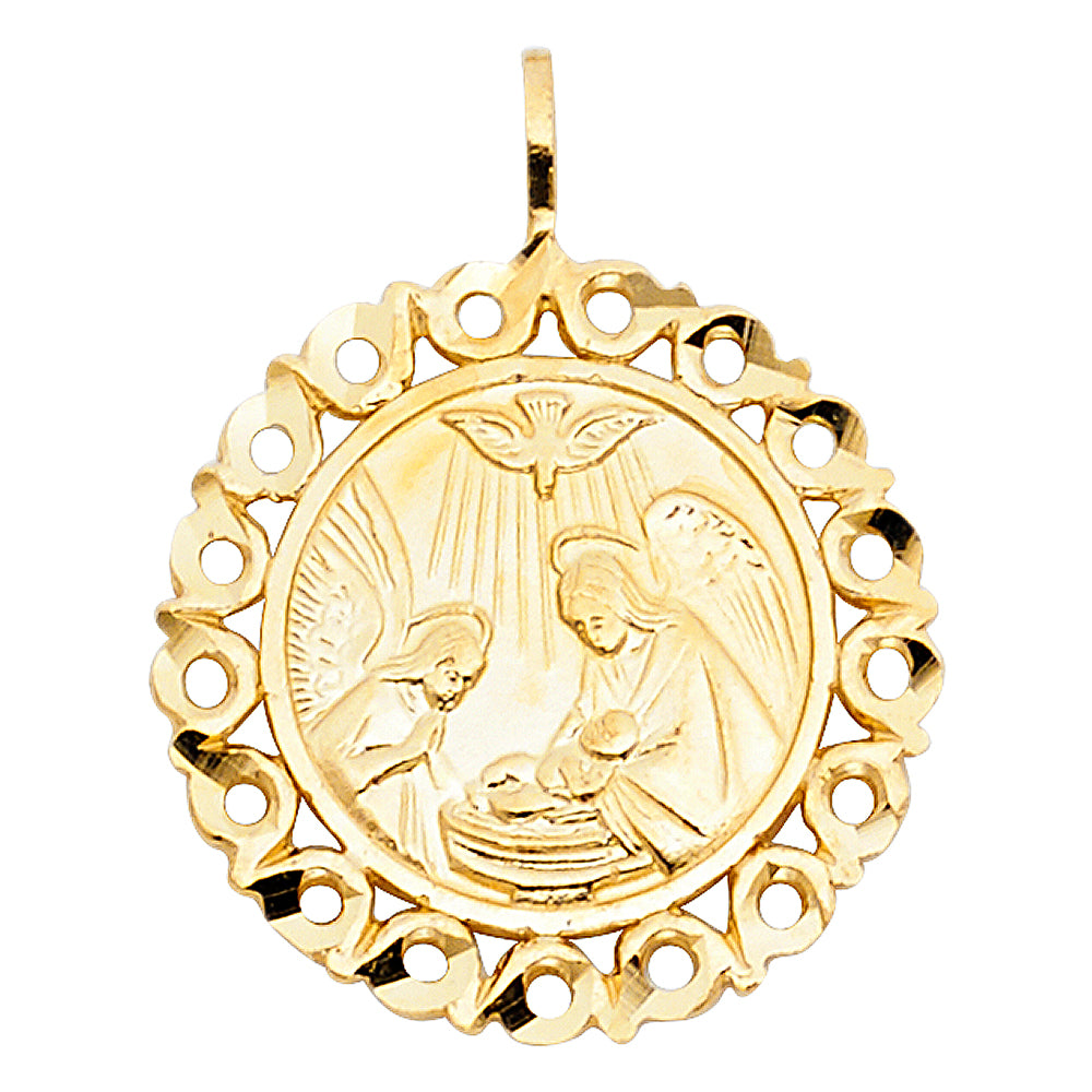 14k Yellow Gold Baptism Charm Pendant (20mm x 20mm)