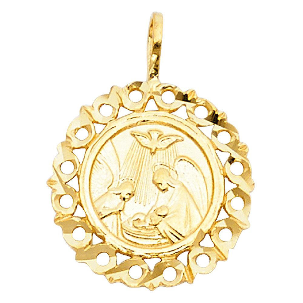14k Yellow Gold Small/Mini Baptism Charm Pendant (15mm x 15mm)