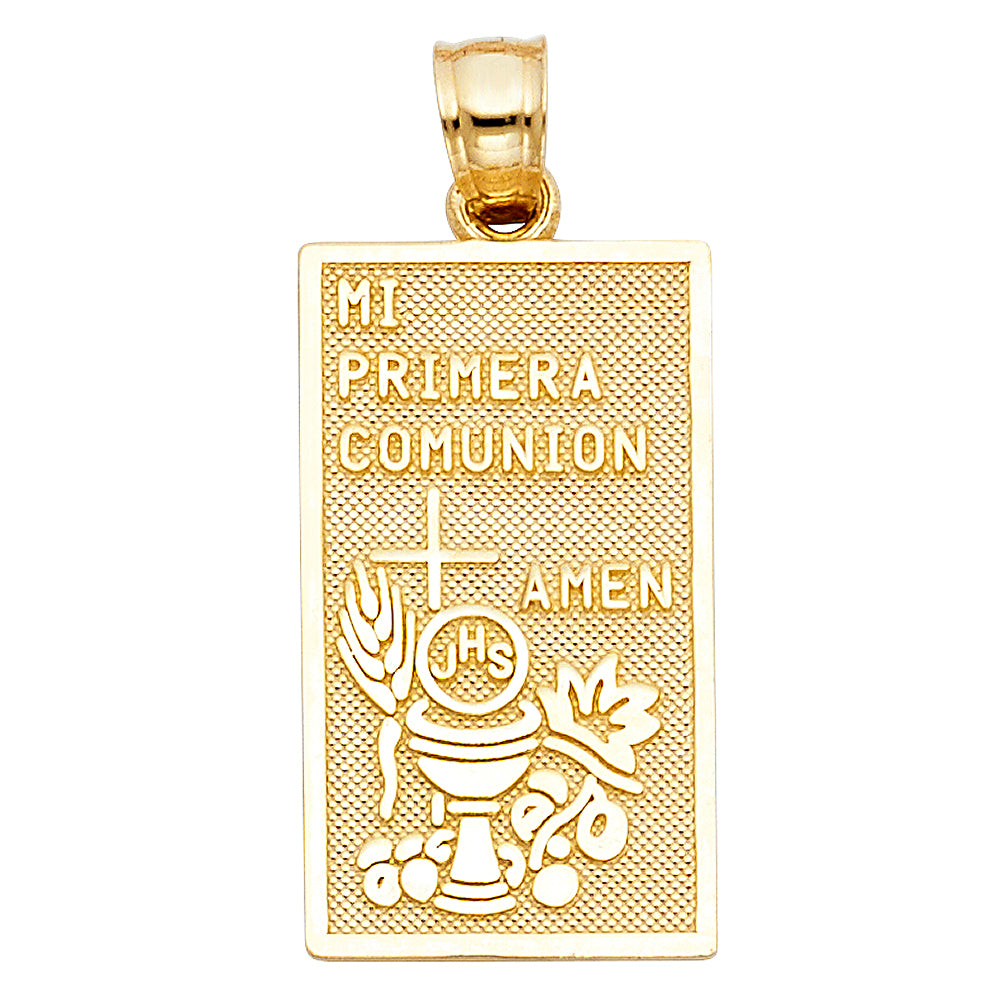 14k Yellow Gold Communion Charm Pendant (24mm x 14mm)