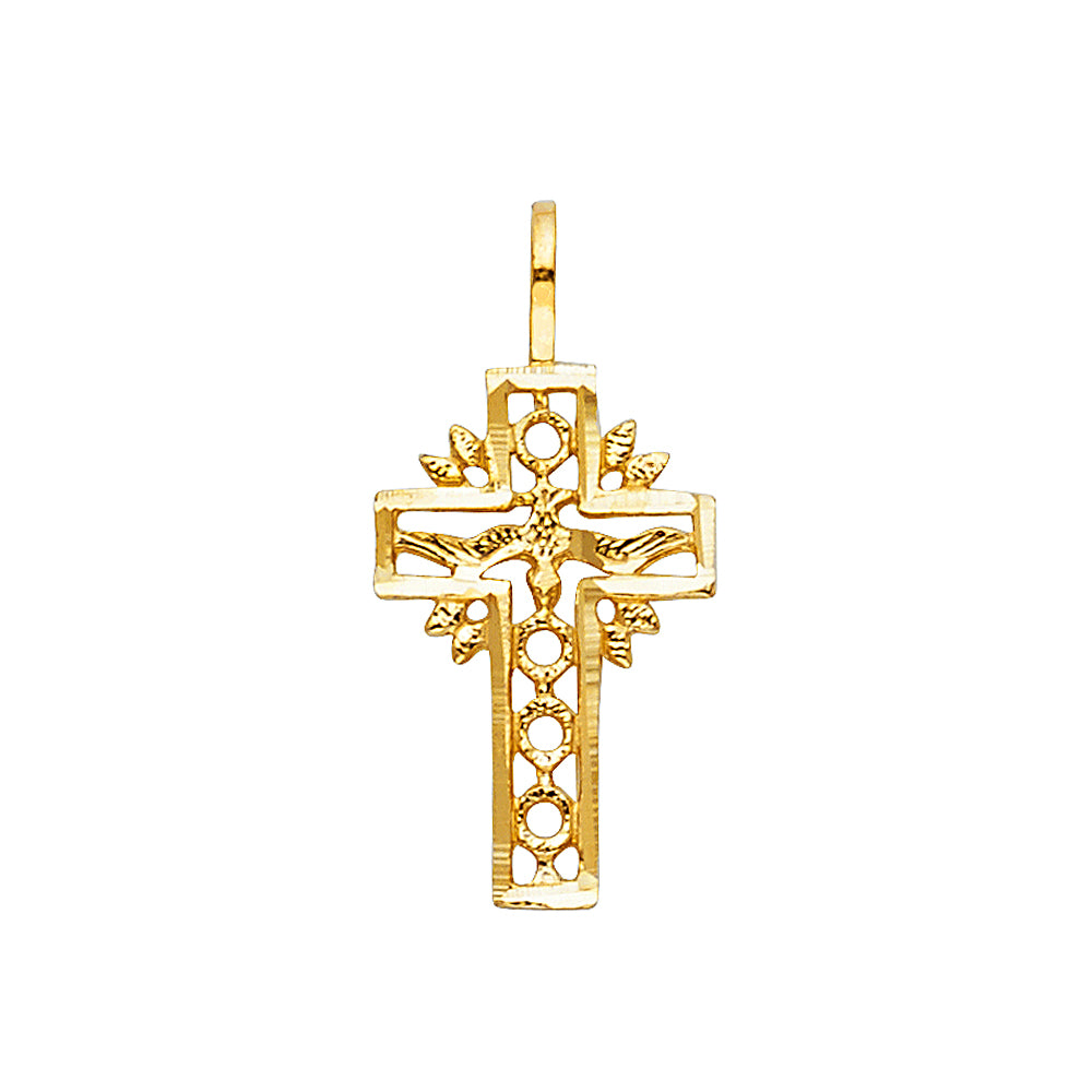 14k Yellow Gold Small/Mini Religious Cross Charm Pendant (23mm x 17mm)