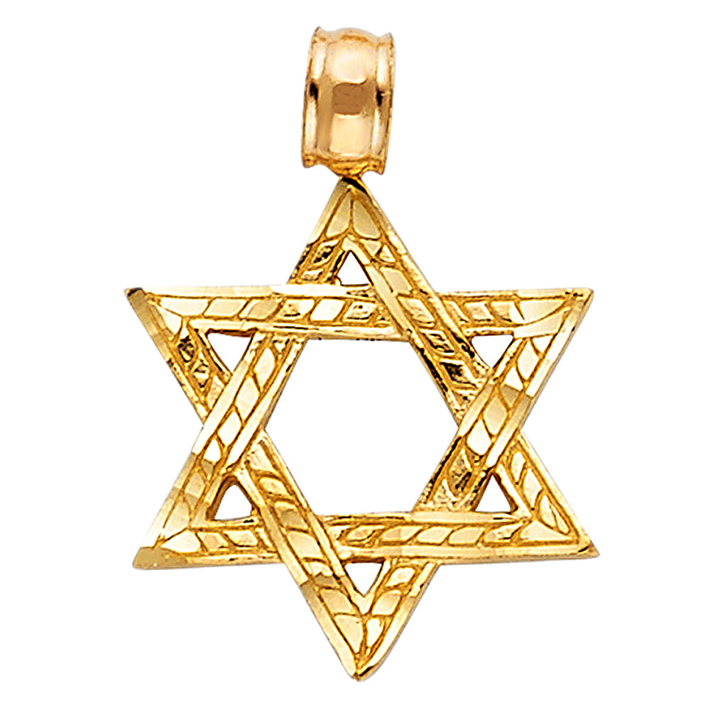 14k Yellow Gold Small/Mini Star Of David Charm Pendant (17mm x 15mm)