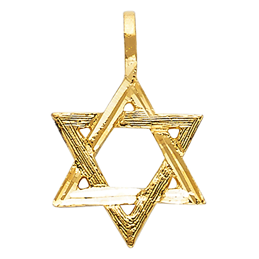 14k Yellow Gold Small/Mini Star Of David Charm Pendant (15mm x 13mm)