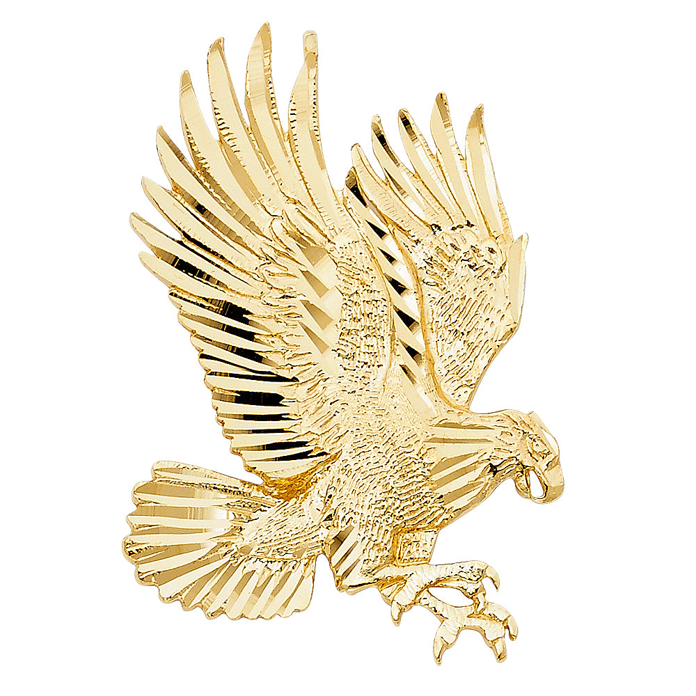 14k Yellow Gold Large Eagle Charm Pendant (42mm x 30mm)