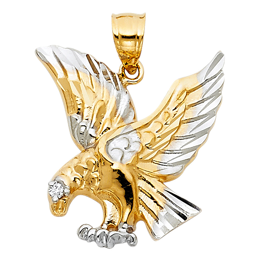 14K Two-tone Gold Eagle Charm Pendant (22mm x 20mm)
