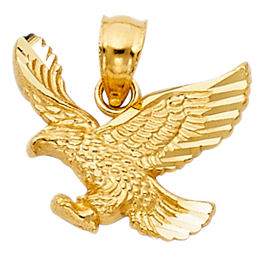 14k Yellow Gold Small/Mini Eagle Charm Pendant (13mm x 15mm)