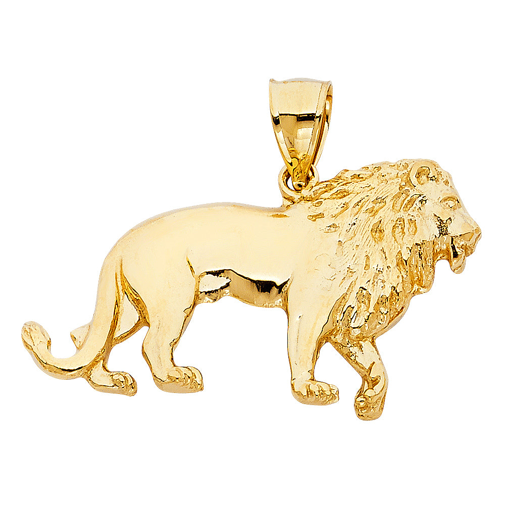14k Yellow Gold Large Lion Charm Pendant (23mm x 42mm)