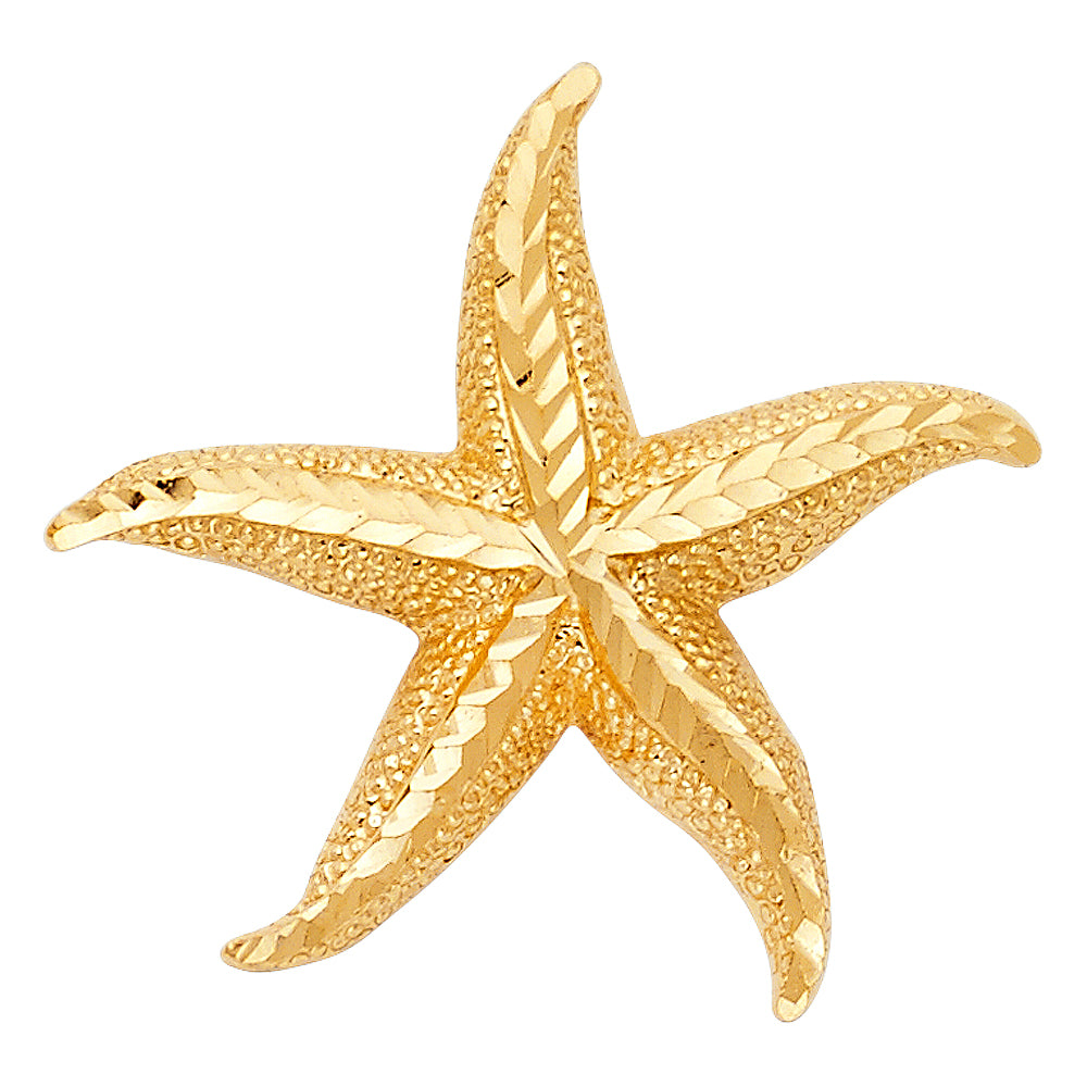 14k Yellow Gold Starfish Charm Pendant (30mm x 30mm)