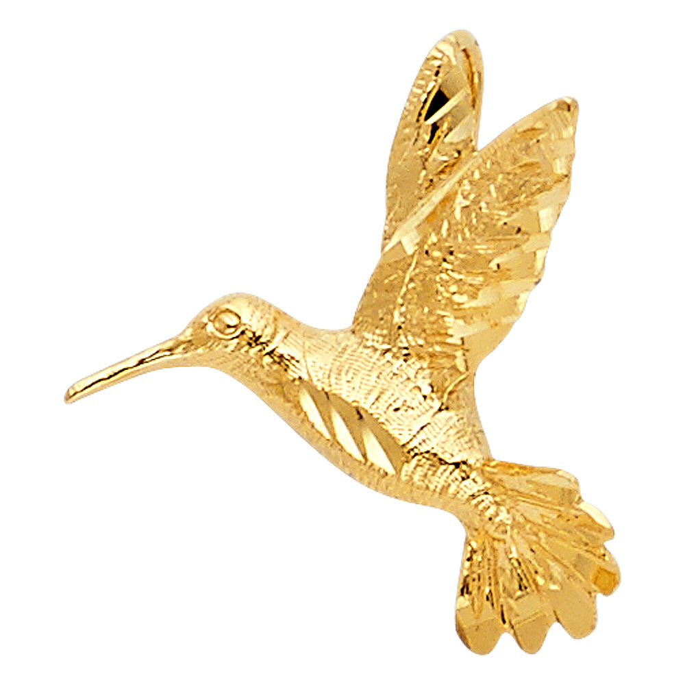 14k Yellow Gold Small/Mini Bird Charm Pendant (20mm x 17mm)