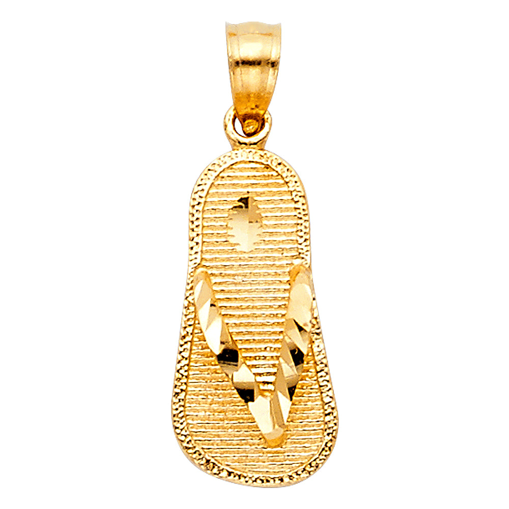 14k Yellow Gold Small/Mini Sandal Charm Pendant (17mm x 9mm)