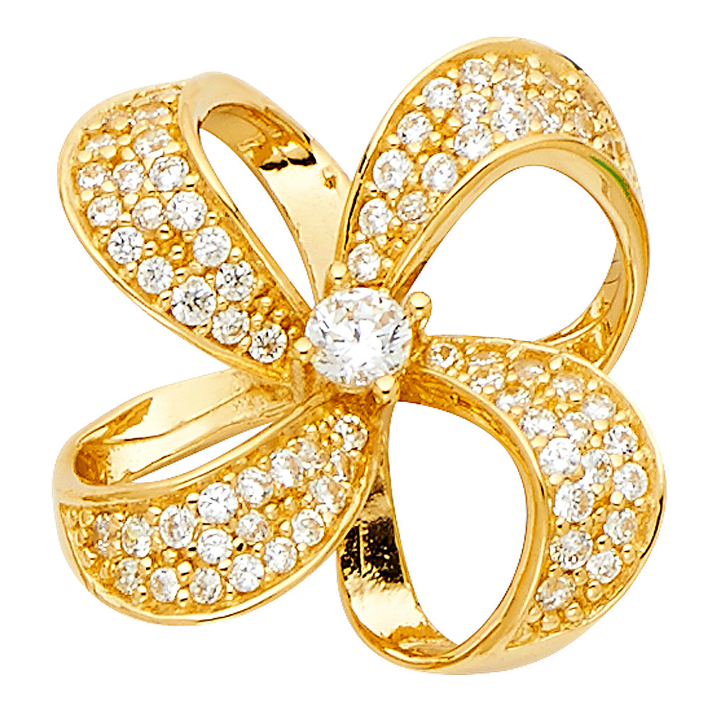 14k Yellow Gold with White CZ Accented Charm Pendant (17mm x 17mm)
