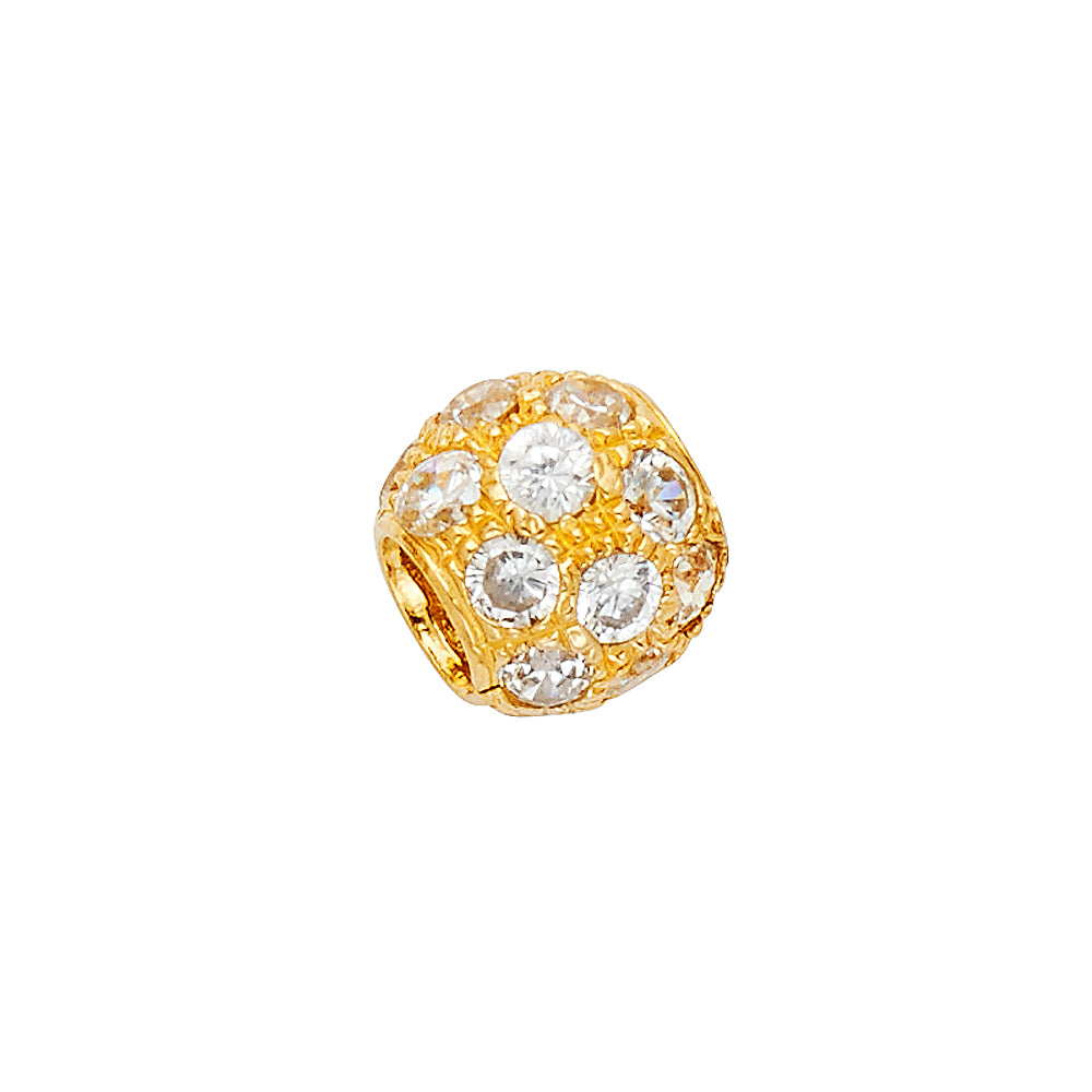 14k Yellow Gold with White CZ Accented Sphere Small/Mini Charm Pendant (8mm x 8mm)