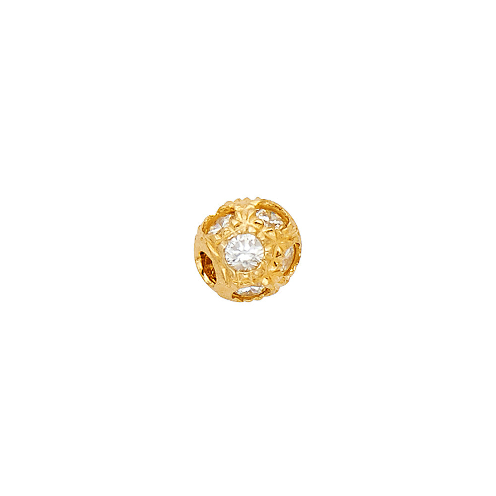 14k Yellow Gold with White CZ Accented Small/Mini Sphere Charm Pendant (5mm x 5mm)