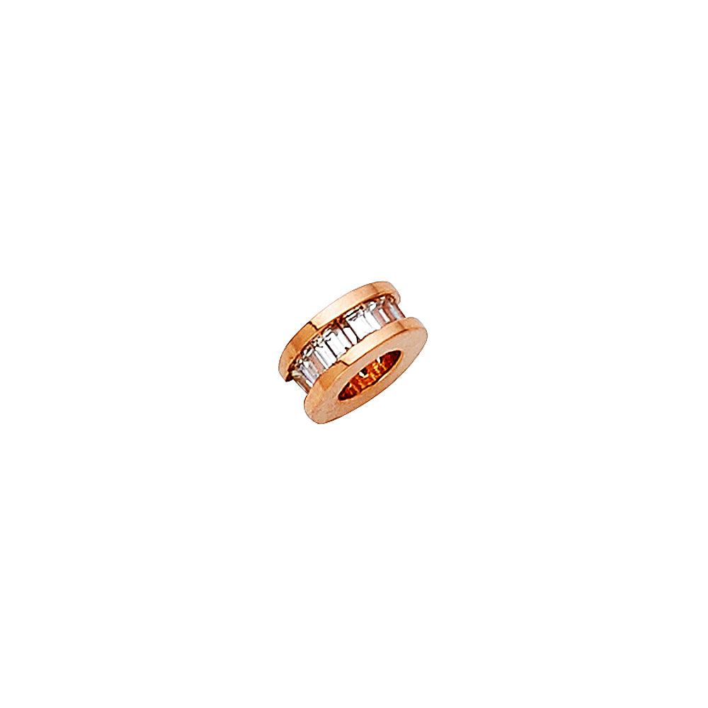 14K Rose Gold Tiny Round CZ Small/Mini Charm (6mm x 6mm)