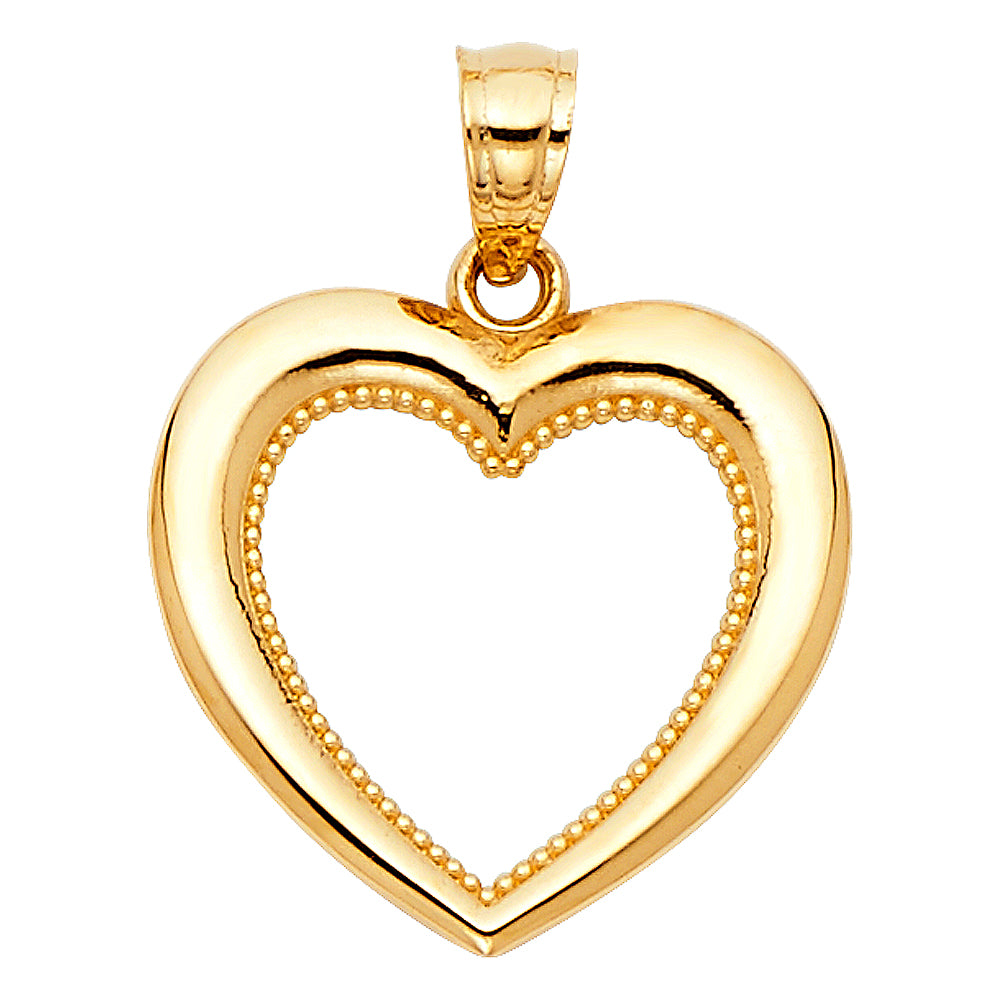 14k Yellow Gold Small/Mini Heart Charm Pendant (15mm x 16mm)