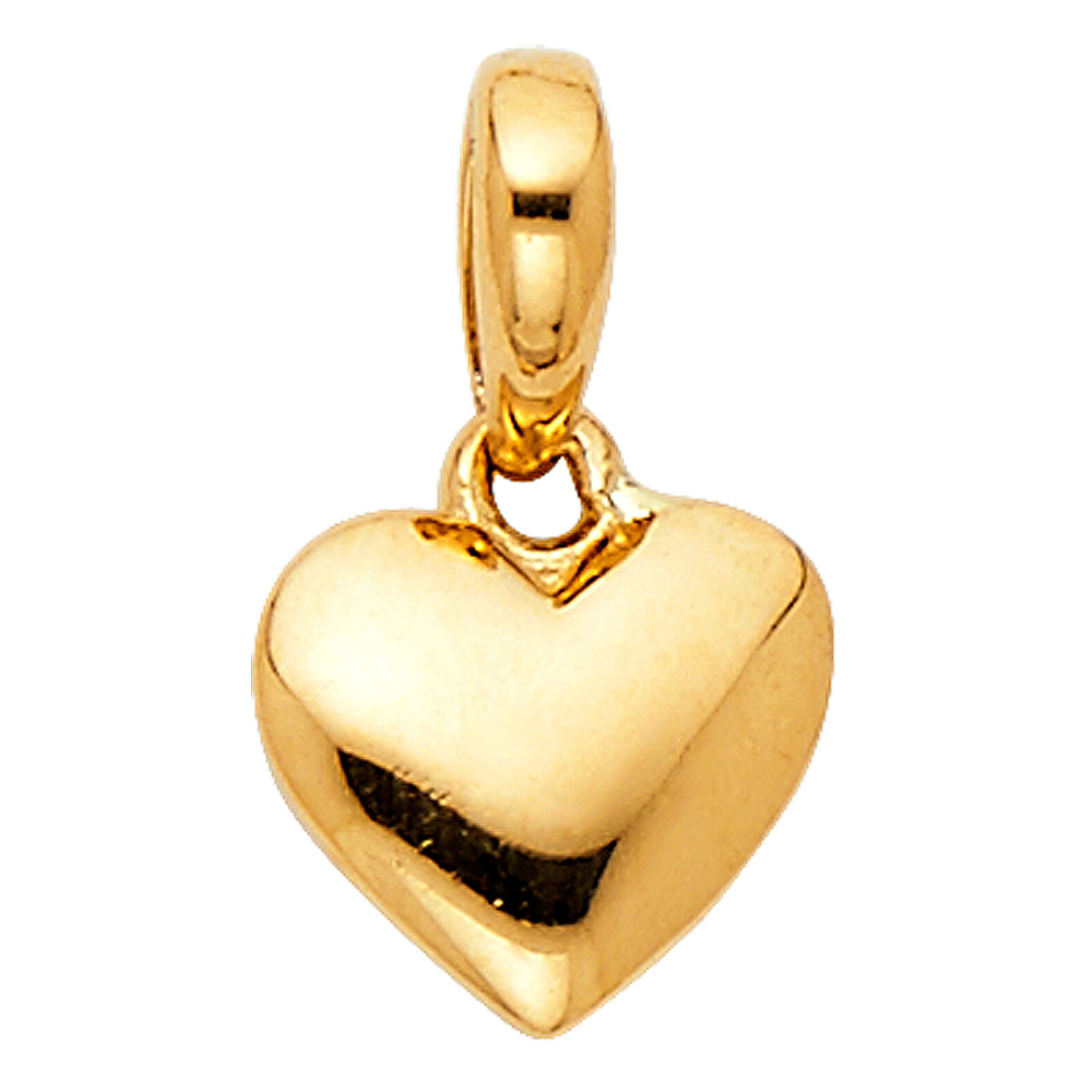 14k Yellow Gold Small/Mini Heart Charm Pendant (7mm x 8mm)