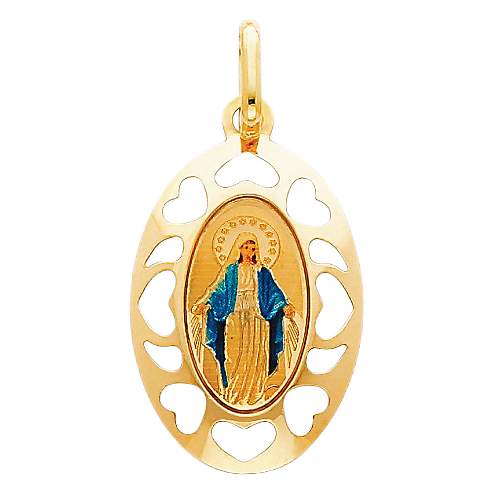 14k Yellow Gold Small/Mini Milagrosa Picture Charm Pendant (23mm x 18mm)