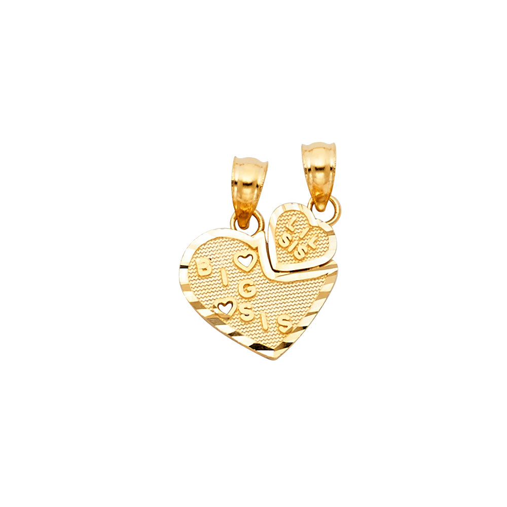 14k Yellow Gold Small/Mini Heart 2 Piece Breakable Charm Pendant (18mm x 13mm)