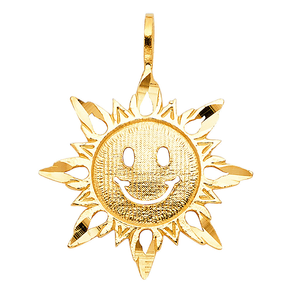14k Yellow Gold Sun Charm Pendant (20mm x 20mm)