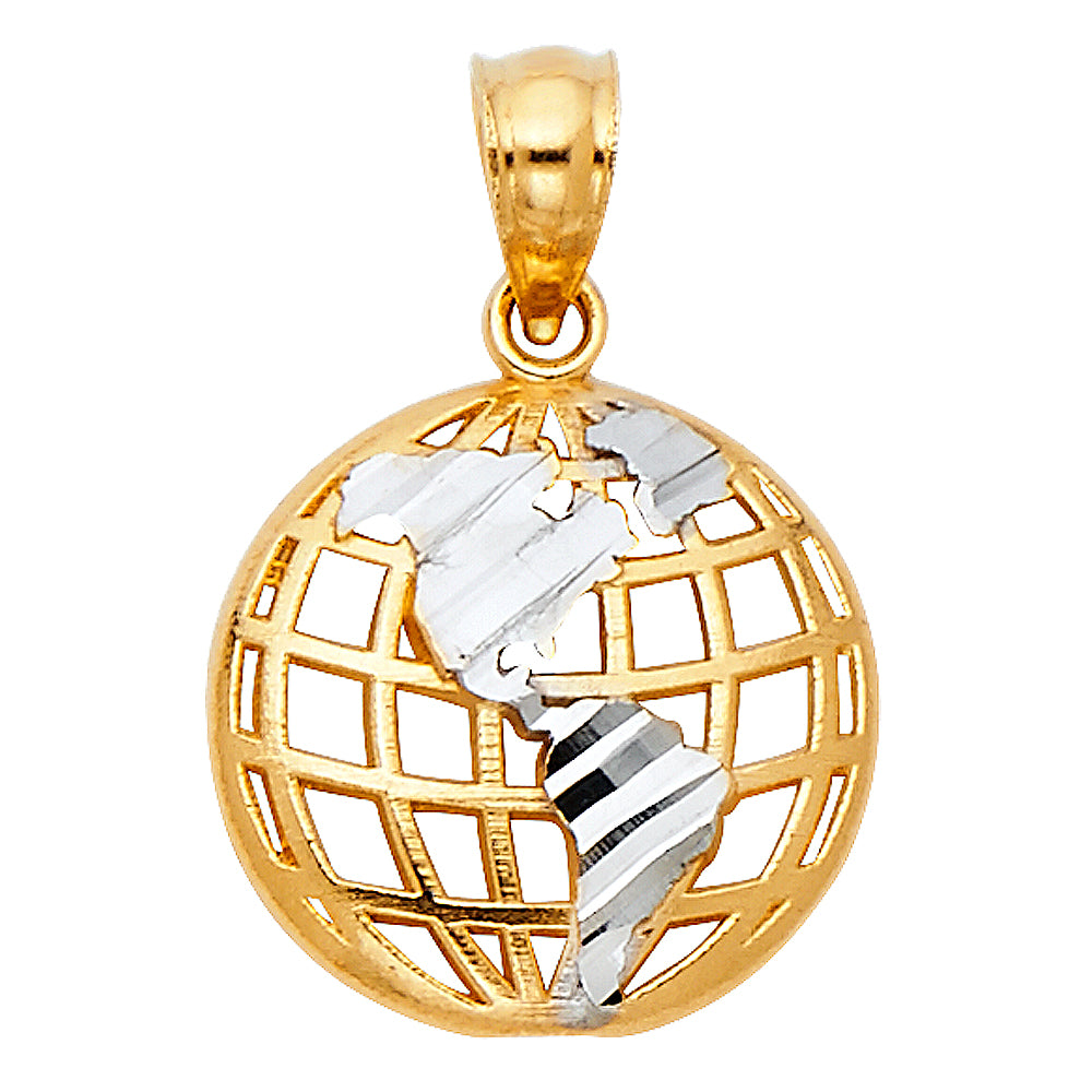14K Two-tone Gold Small/Mini Glove Charm Pendant (13mm x 13mm)