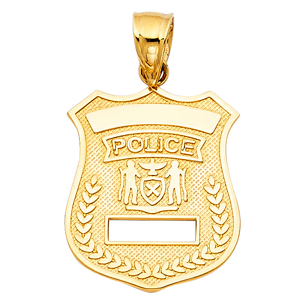 14k Yellow Gold Police Charm Pendant (20mm x 17mm)