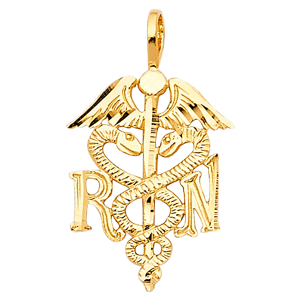 14k Yellow Gold Small/Mini Symbol Of Medical Service Charm Pendant (20mm x 13mm)