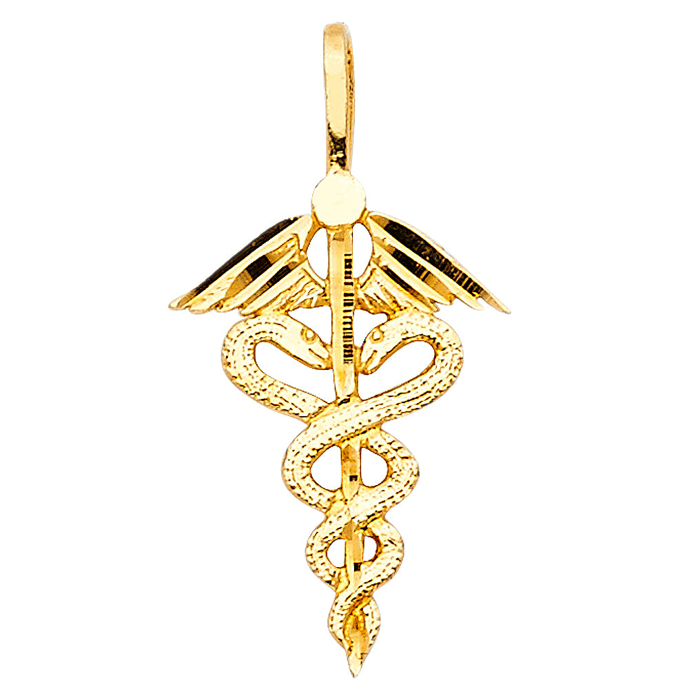 14k Yellow Gold Small/Mini Symbol Of Medical Service Charm Pendant (21mm x 9mm)