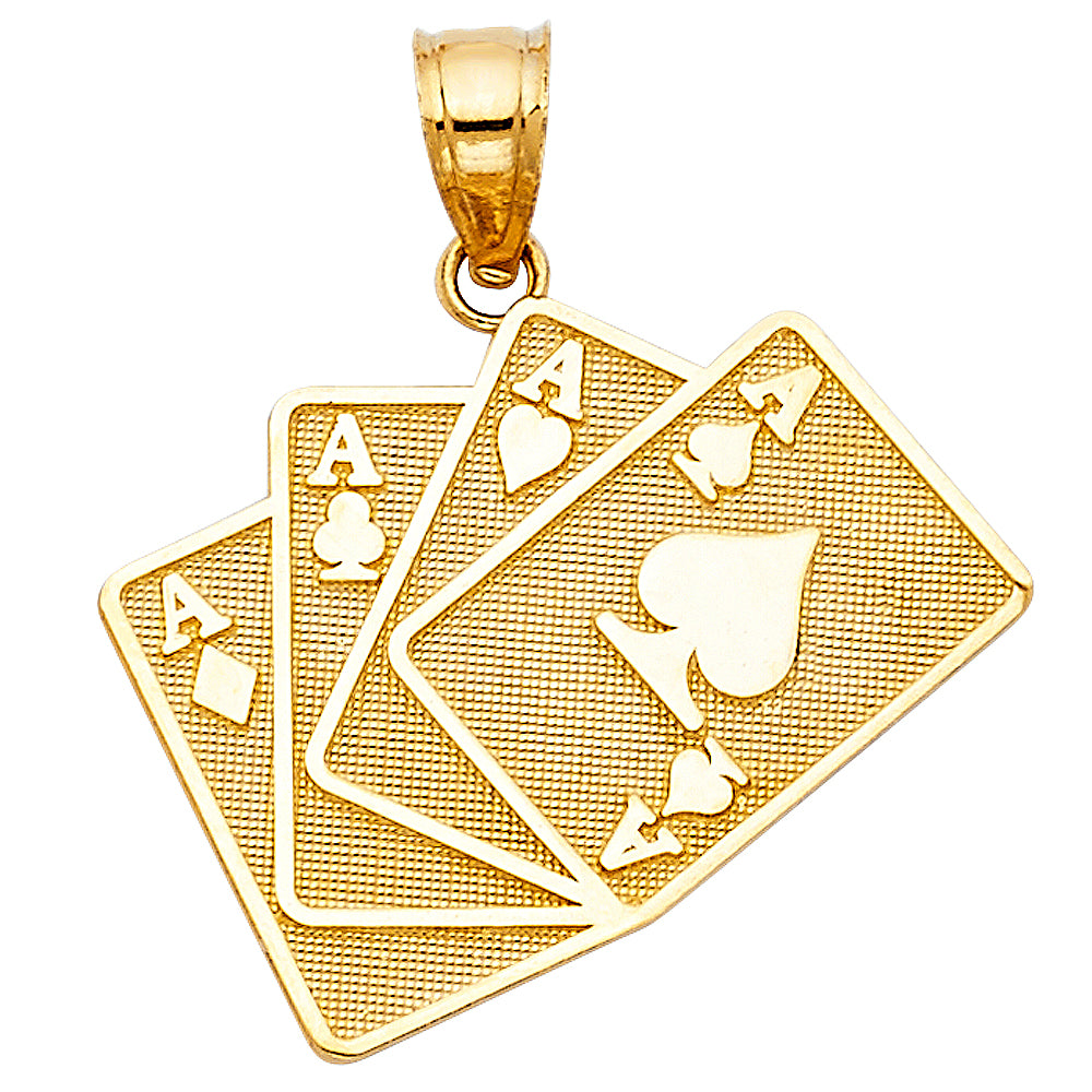 14k Yellow Gold A Poker Charm Pendant (21mm x 25mm)