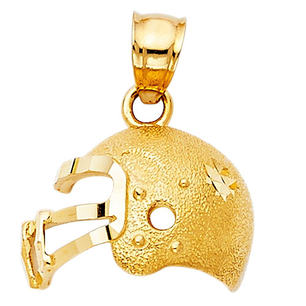 14k Yellow Gold Football Helmet Charm Pendant (12mm x 16mm)