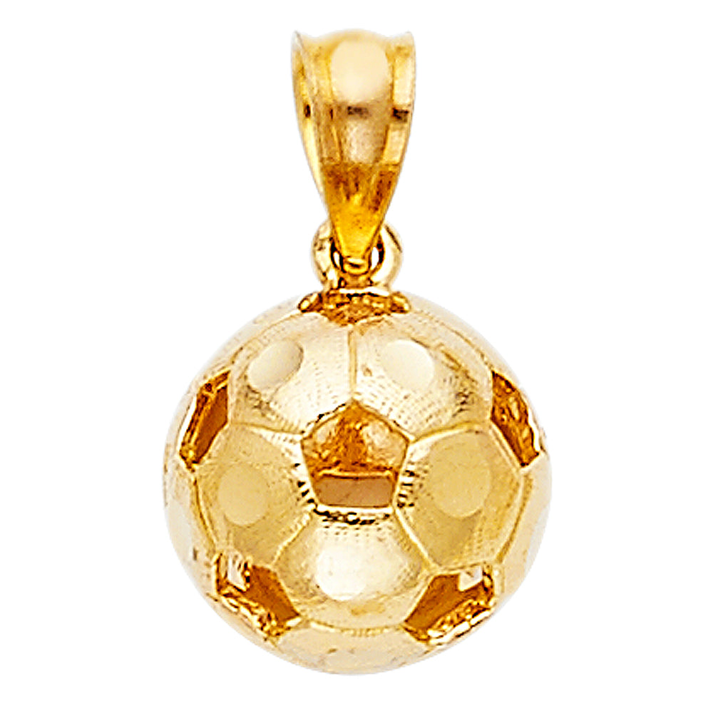 14k Yellow Gold Small/Mini Soccer Ball Charm Pendant (9mm x 9mm)