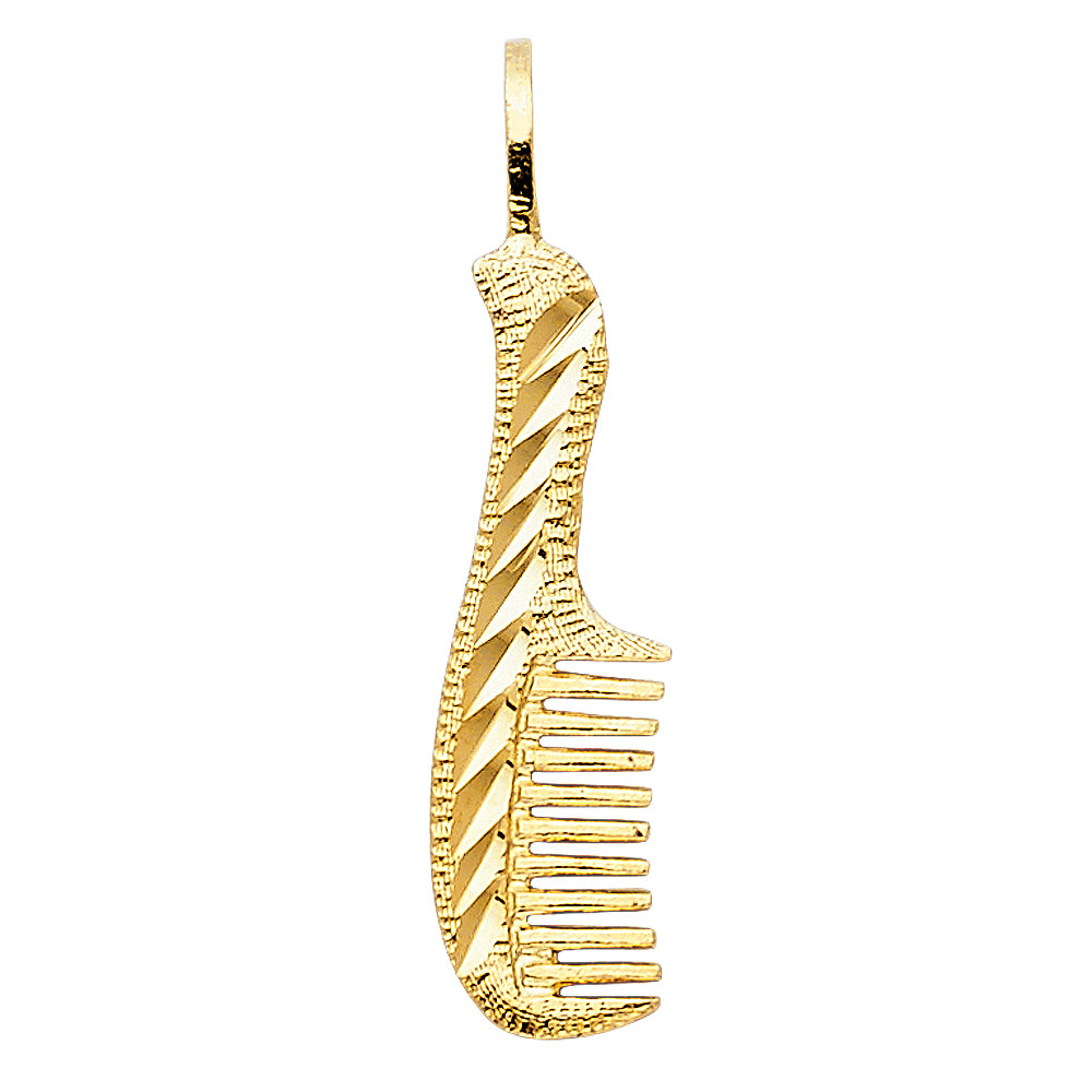 14k Yellow Gold Small/Mini Comb Charm Pendant (24mm x 7mm)