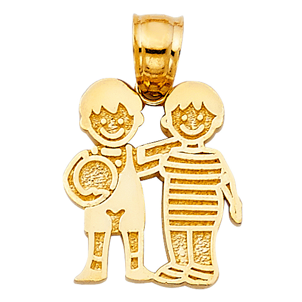 14k Yellow Gold Boys with Ball Charm Pendant (15mm x 13mm)