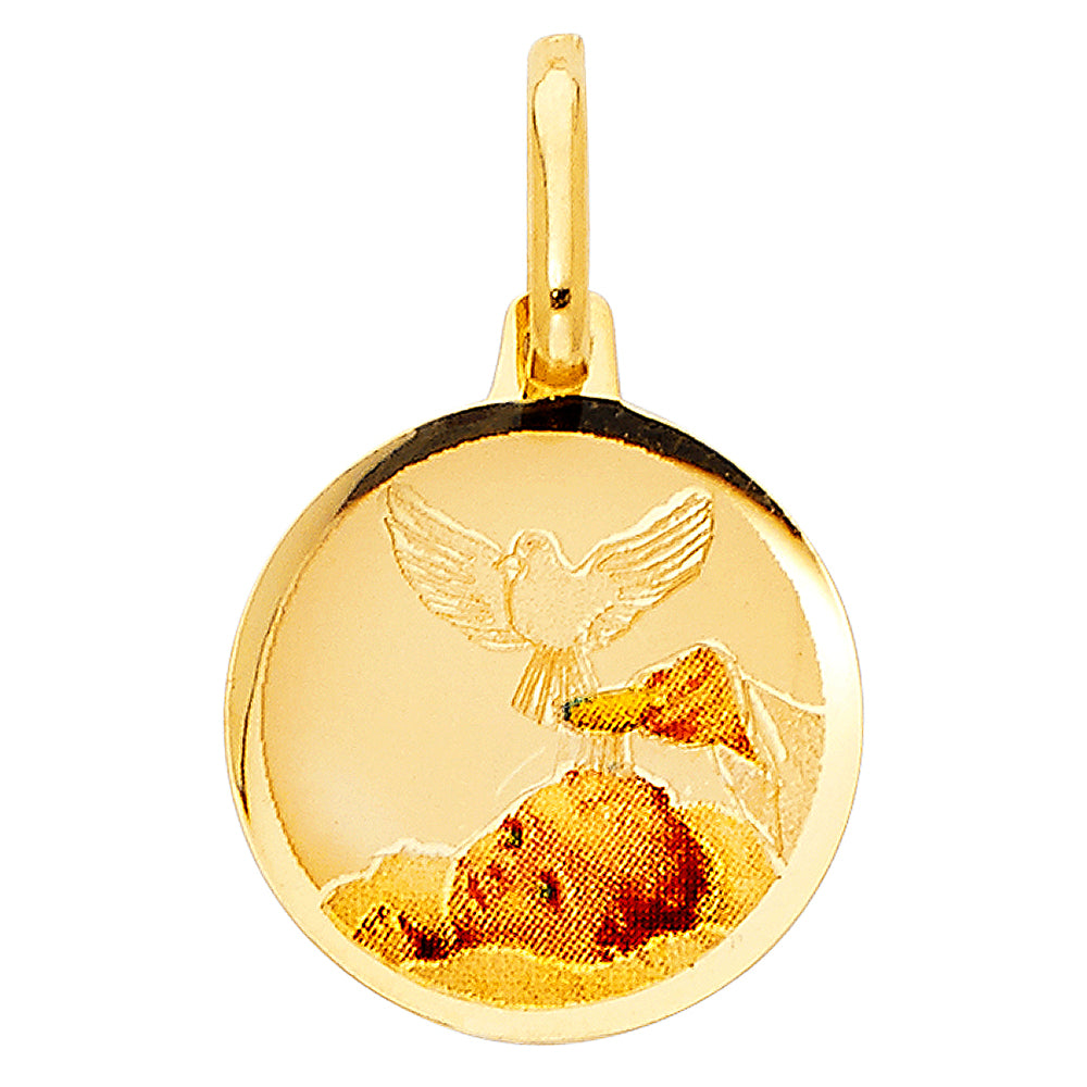 14k Yellow Gold Small/Mini Baptism Picture Charm Pendant (17mm x 15mm)