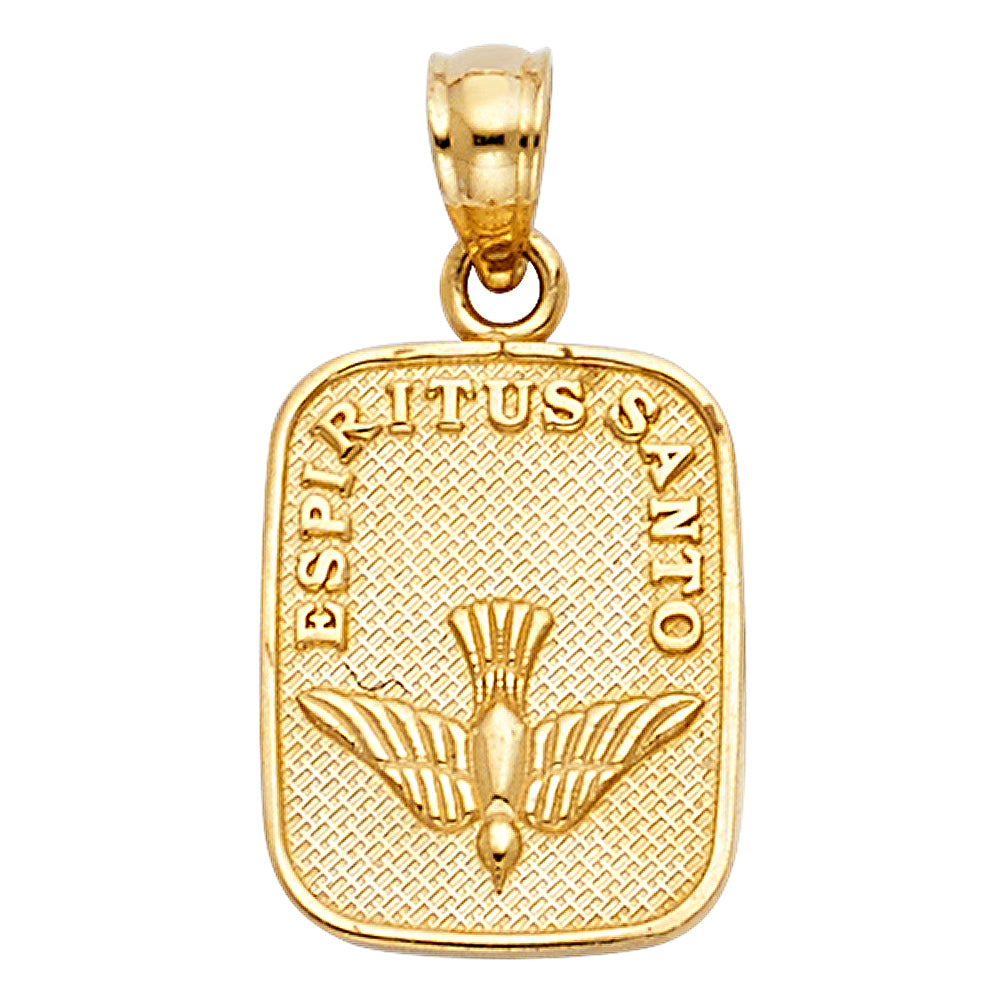 14k Yellow Gold Small/Mini Espiritu Santo Dove Charm Pendant (15mm x 11mm)