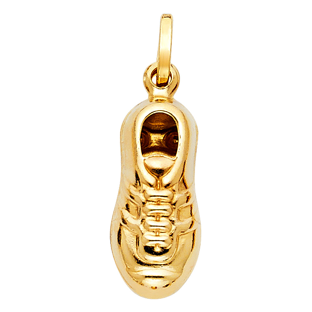 14k Yellow Gold Sports Soccer Shoe Cleats Hollow Charm Pendant (21mm x 10mm)