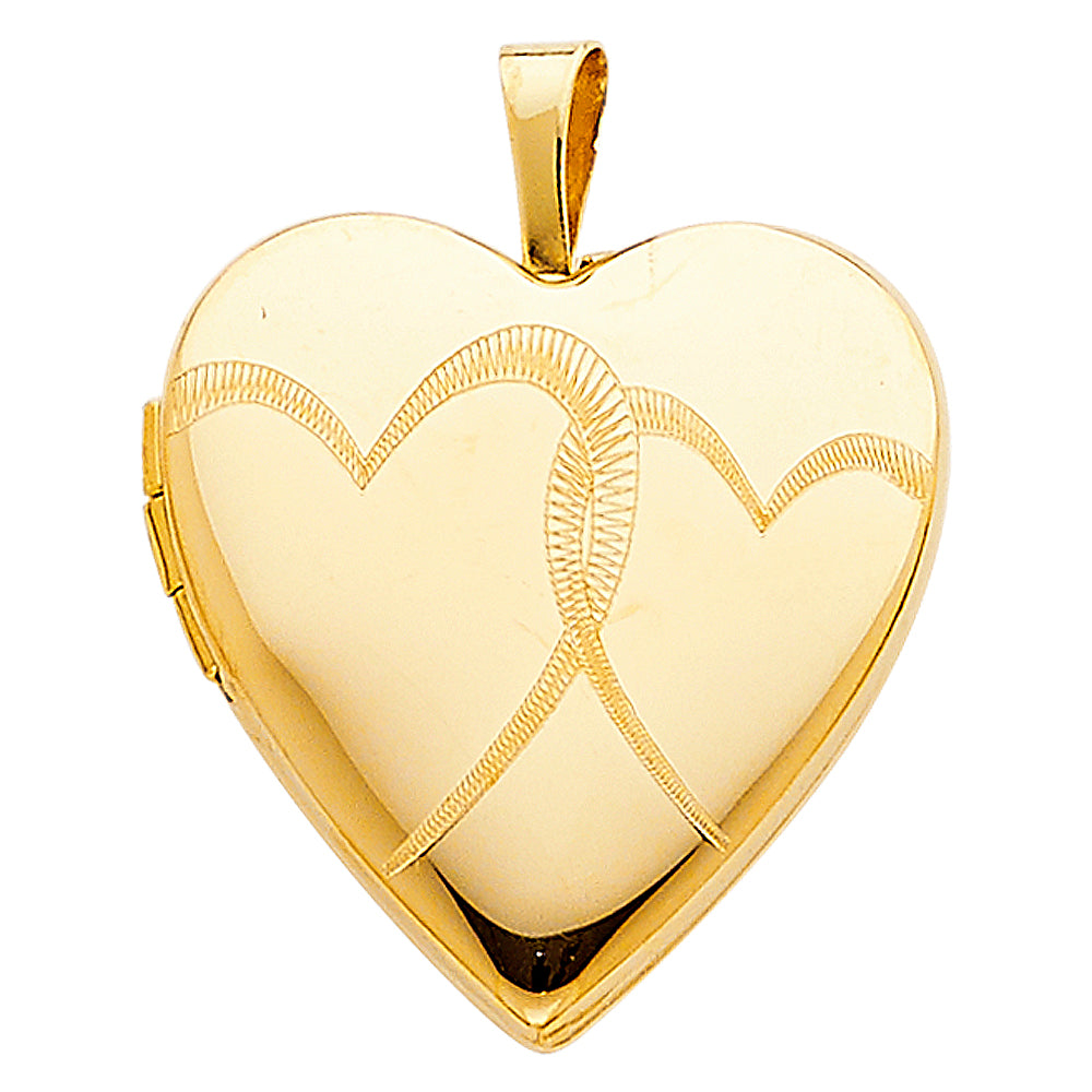 14k Yellow Gold Small/Mini Heart Locket Charm Pendant (20mm x 19mm)